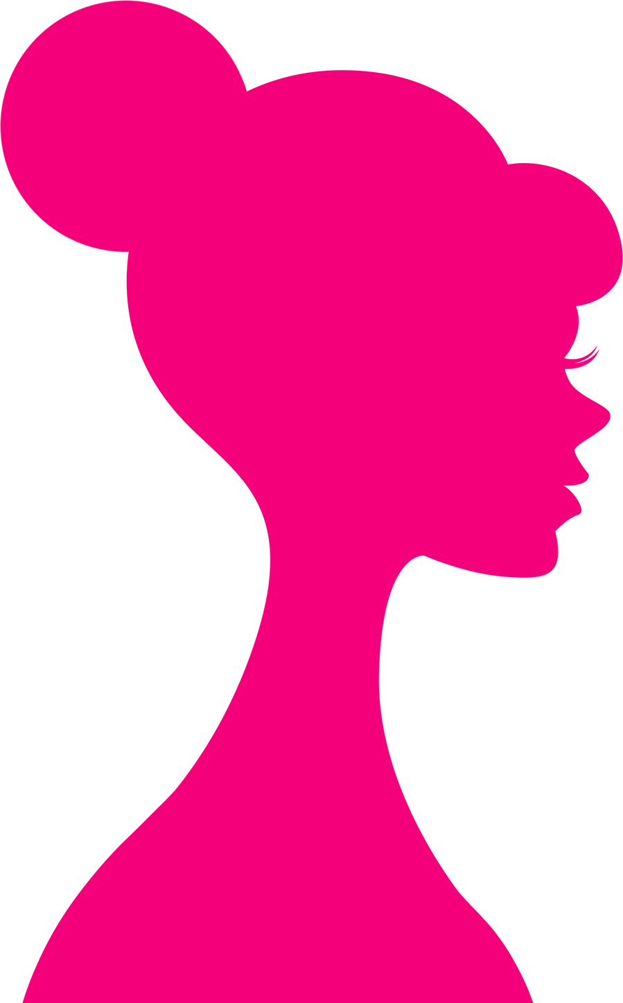 Woman girl head pink bun hair silhouette